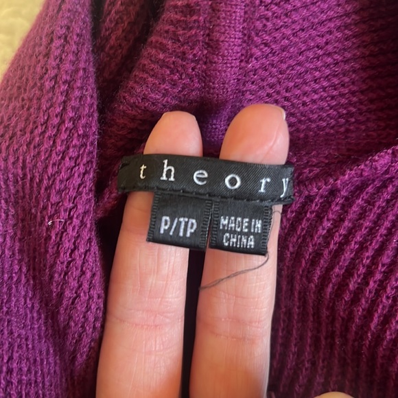 Theory Nisa Cashcotton Open Front Cardigan Plum Purple Petite P/TP - Picture 7 of 10